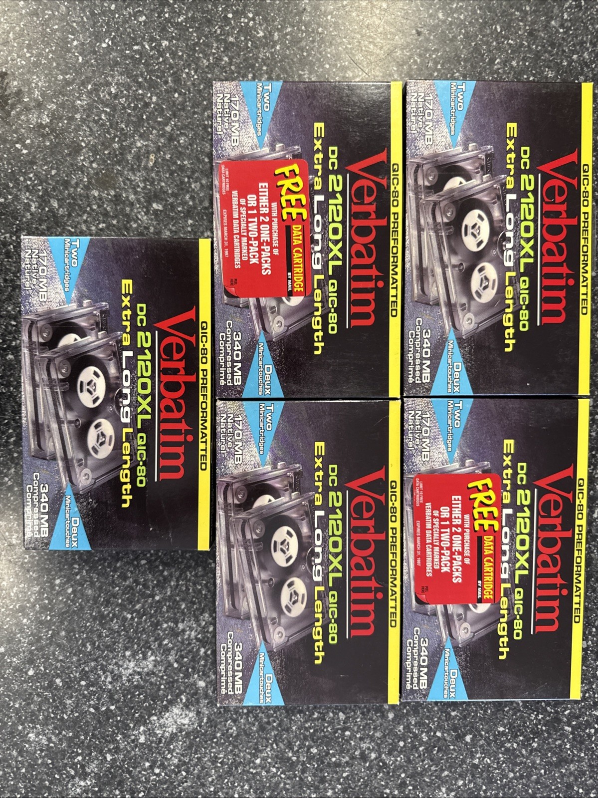NEW Verbatim Mini Data Cartridge DC-2120XL, 5 Packs of 2, QIC 80, 170mb