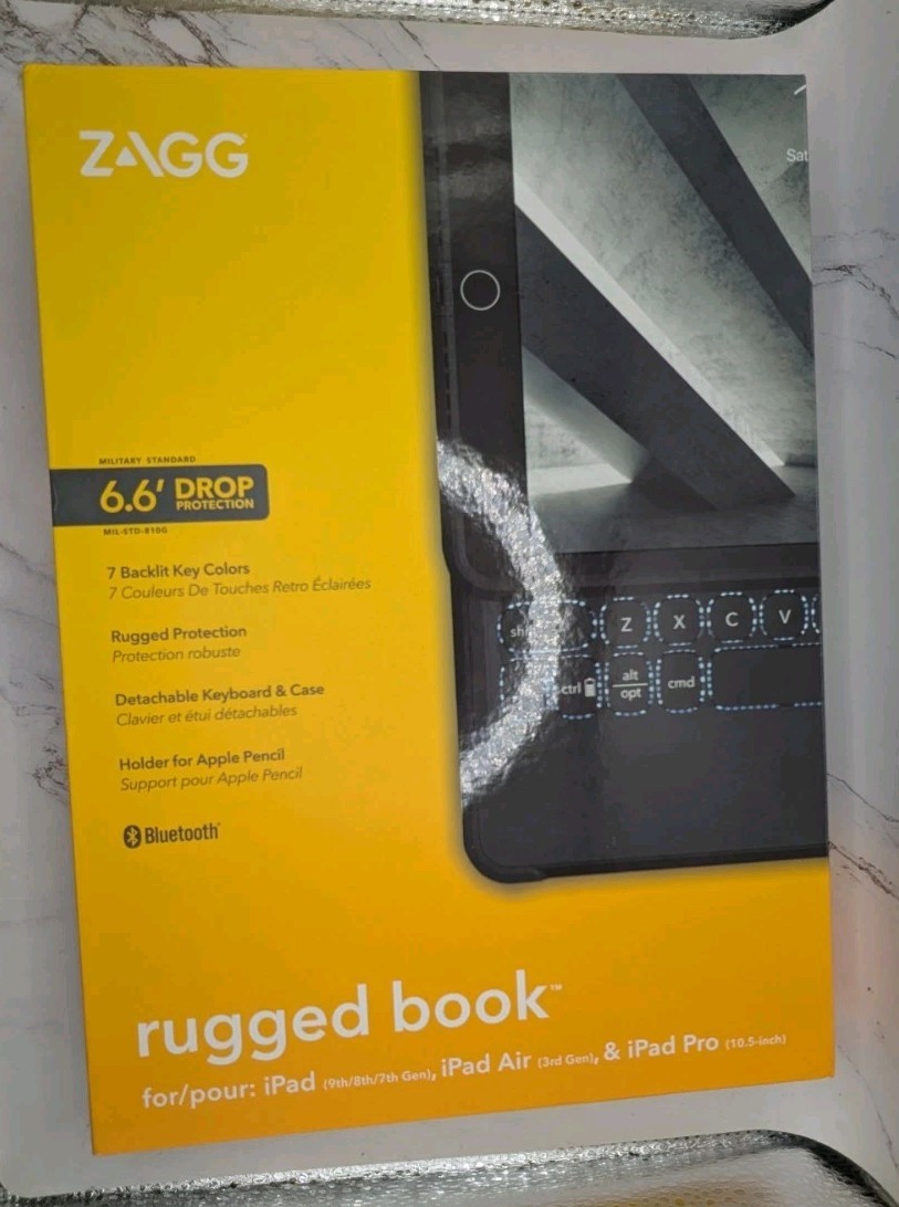 ZAGG Rugged Book Durable Magnetic-Hinged Keyboard and Case in Black- NEW