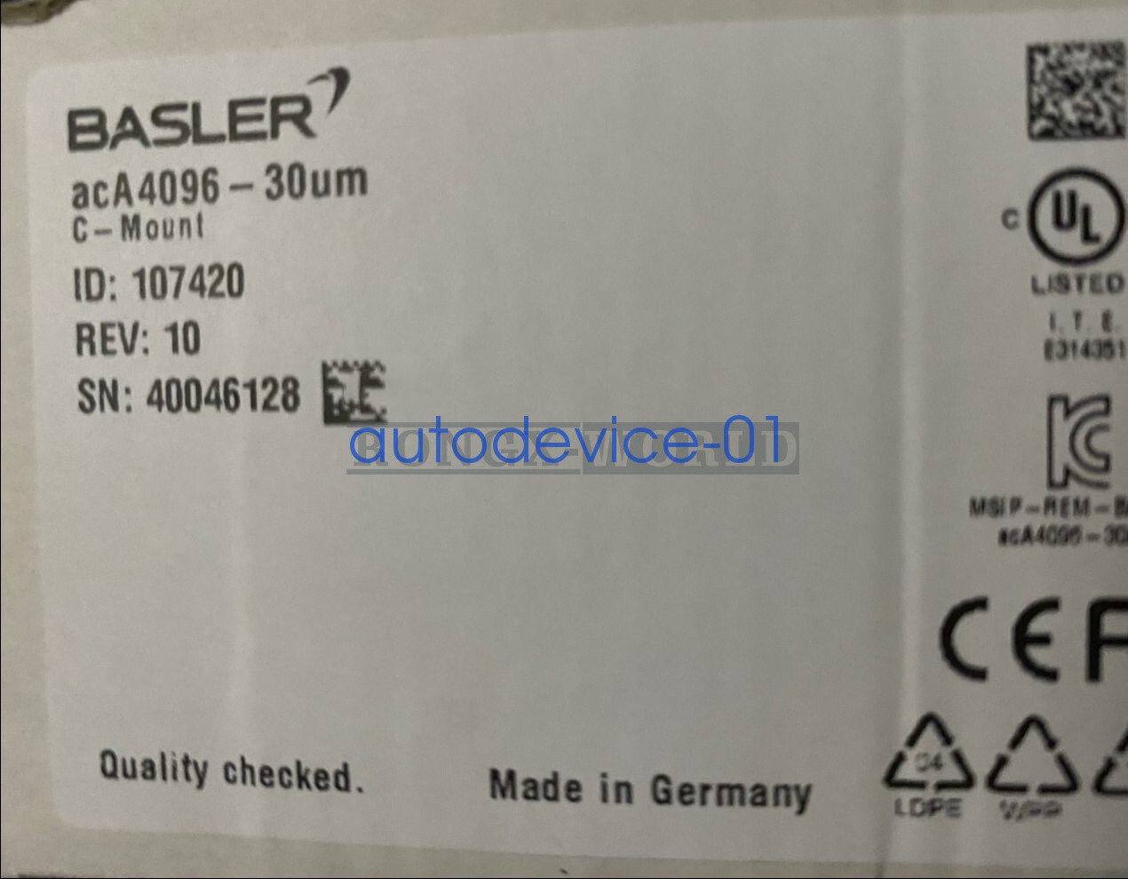 1PCS aca4096-30um BASLER Industrial Camera NEW DHL/FedEx