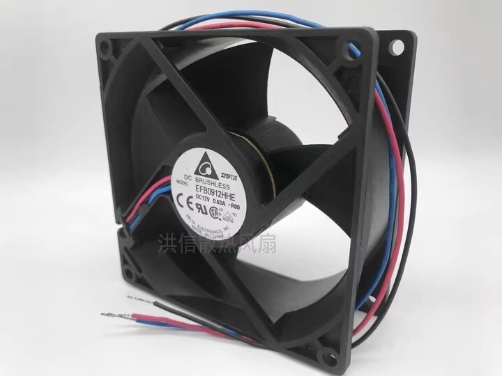 Delta EFB0912HHE-R00 9038 DC12V 0.63A 90*38MM 3-Wire Alarm Cooling Fan