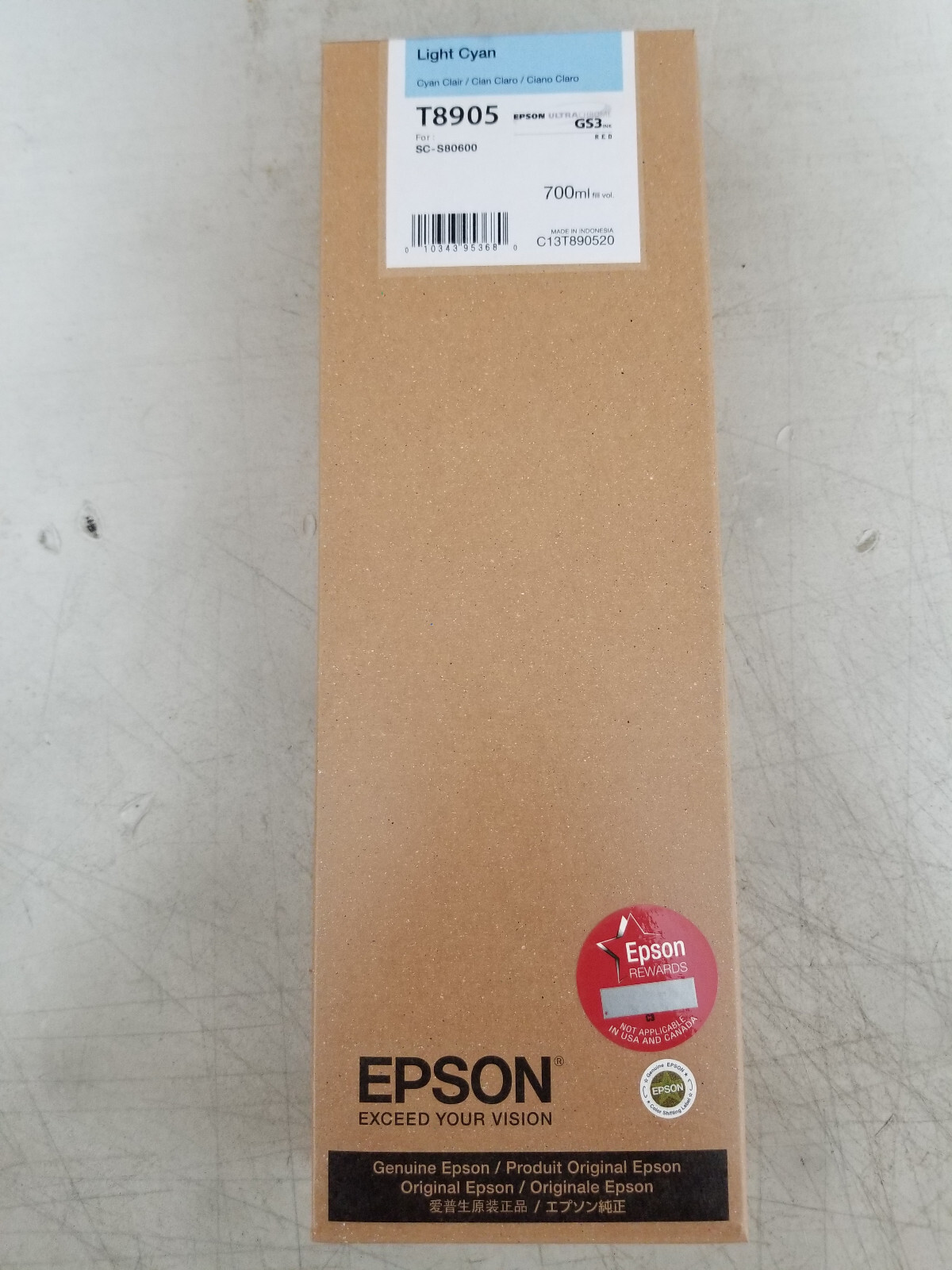 GENUINE Epson GS3 Light Cyan Ink 700ml (T8905) for S80600