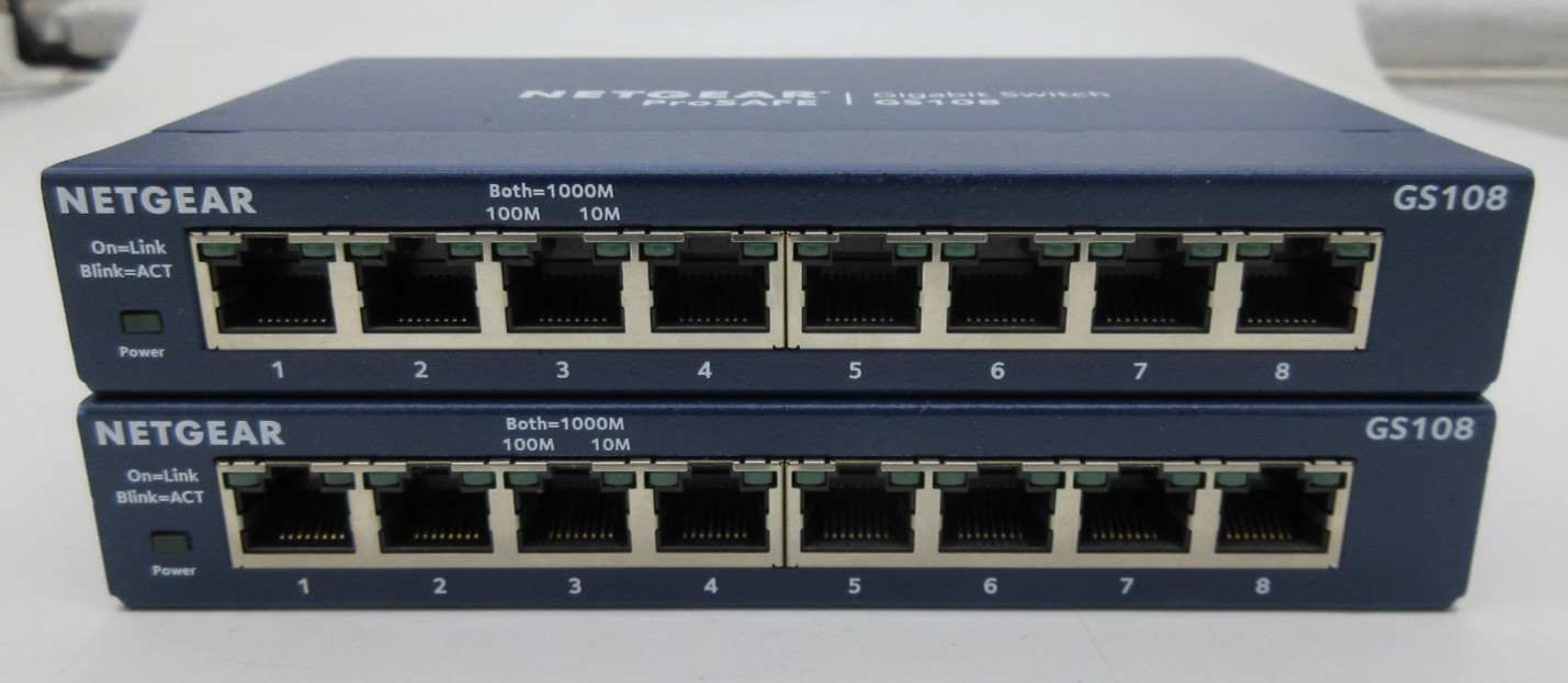 LOT OF 2 Netgear GS108 V4 ProSafe 8 Port Gigabit Switch