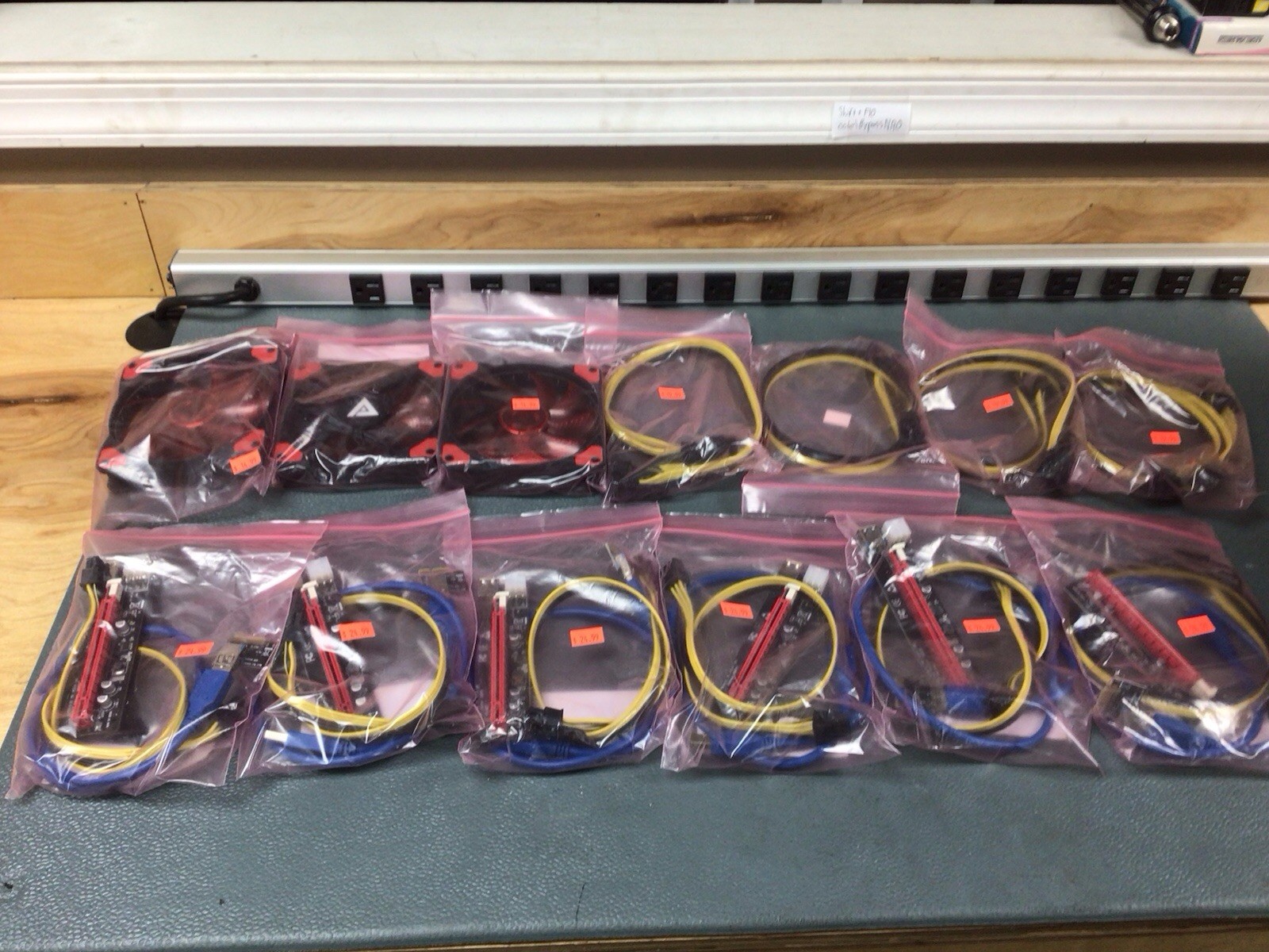 GPU Mining Rig Lot | 6x PCIE 1x to PCIE 16x adapters | 4x Psu Cables | 3x Fans