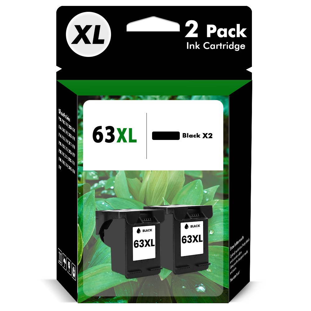 2PK 63XL Black Ink Cartridge For HP Envy 4520 4512 Officejet 5220 5258 4650 3830