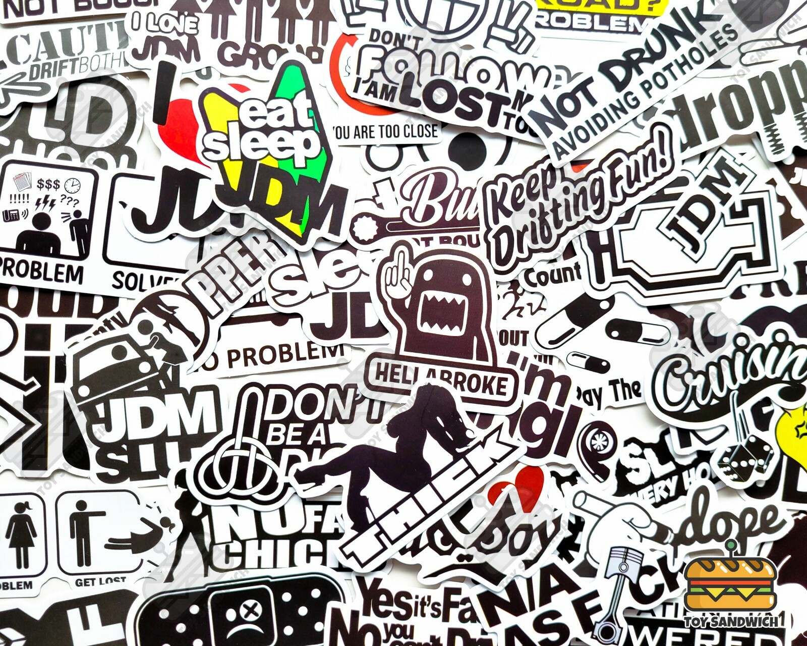 50 pcs "JDM Car Decals" Sticker Pack Japan Imports Bumper Stickers Street Racing