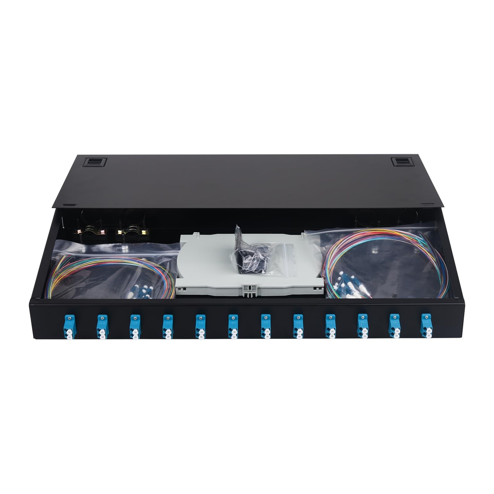Xunsomten-24 Fibers Port LC/UPC OS2 Rack Mount Enclosure Box, 1pack