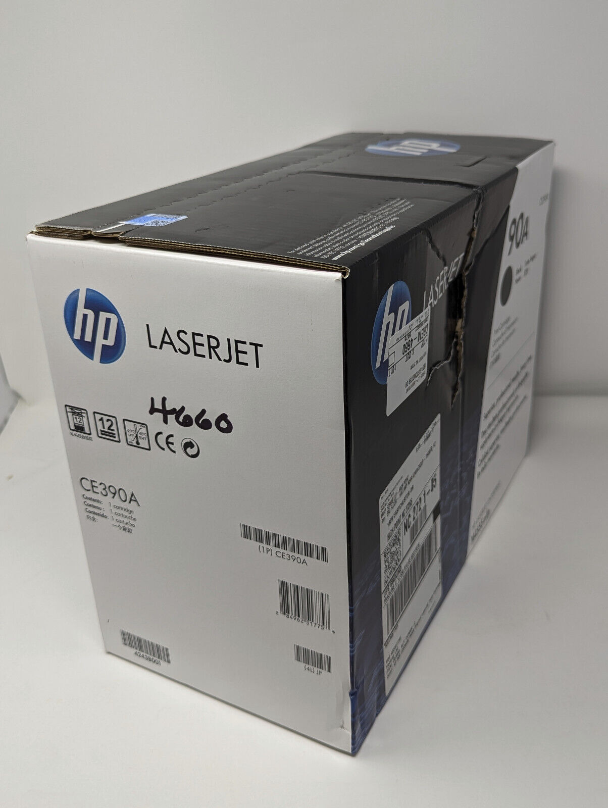 Genuine HP 90A CE390A Black Toner Catridge New Factory Sealed Damaged Box