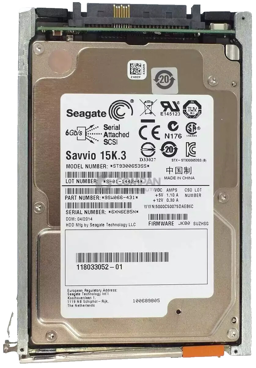 ST9300653SS Seagate 300GB 15K 6Gb/s 64MB 2.5" SAS SERVER HDD Hard Drive