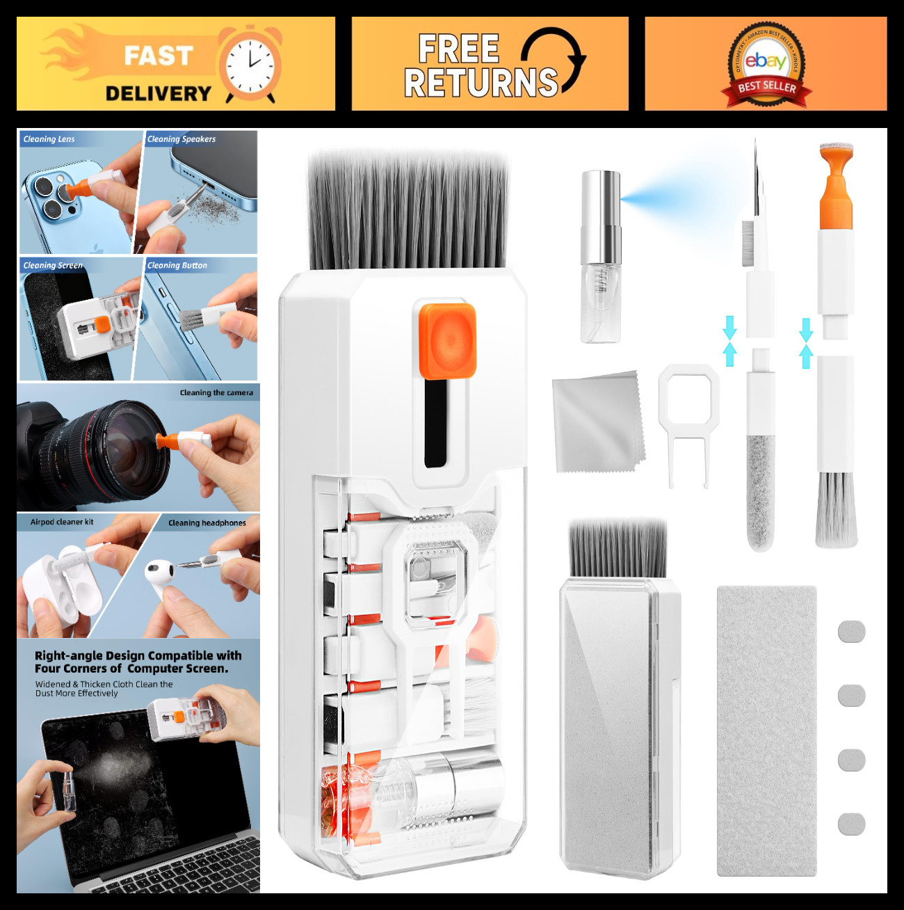 All-in-One Keyboard & Laptop Cleaning Kit | Reusable Brush, Screen-Safe Spray, D