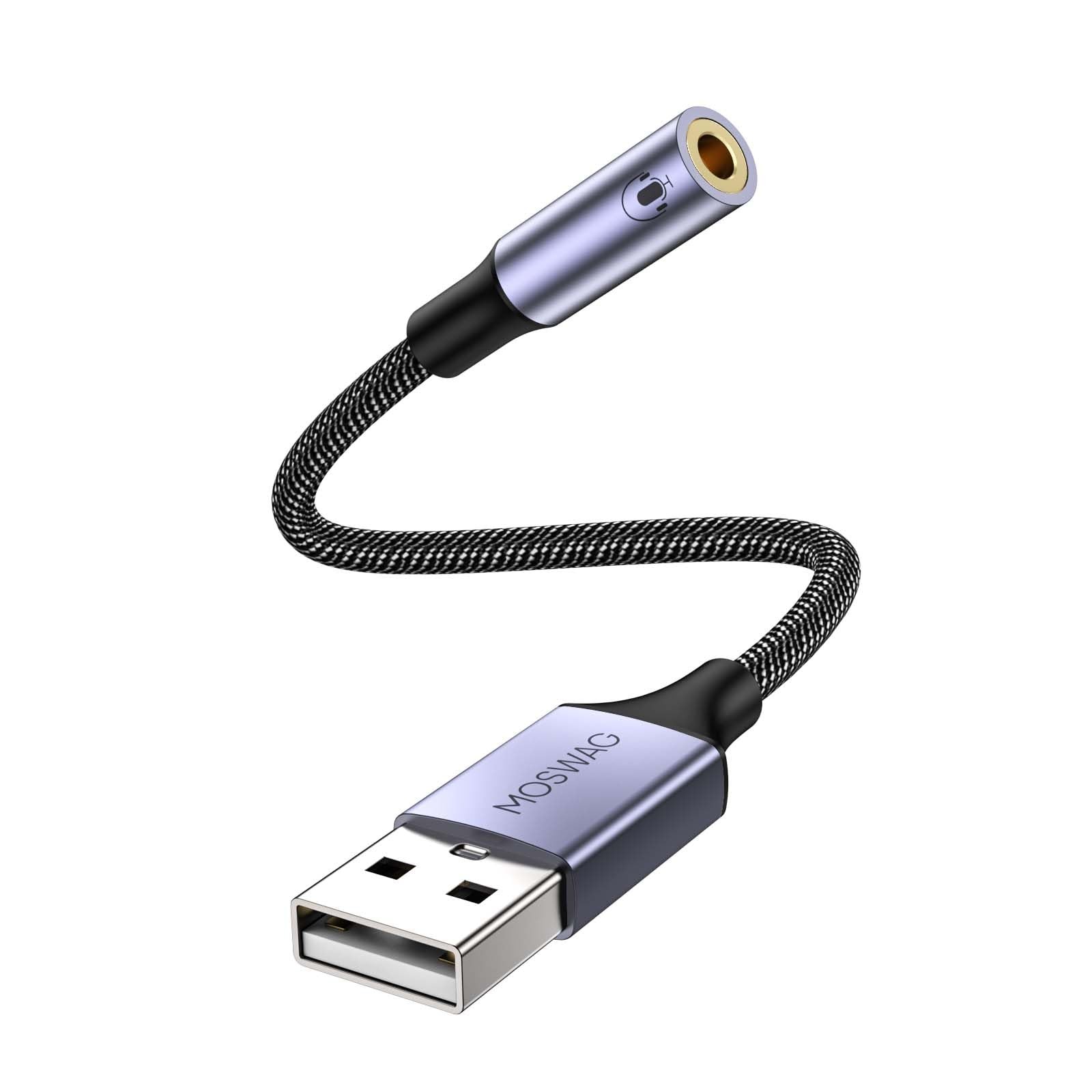 MOSWAG USB to 3.5mm Jack Audio Adapter External Stereo Sound Card