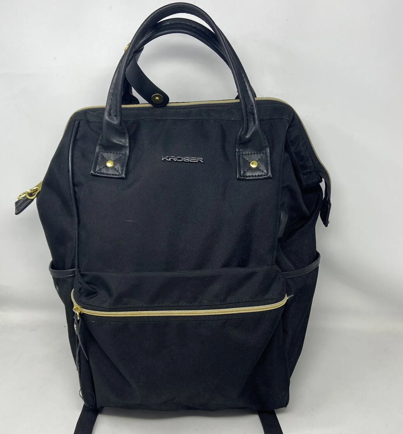 Kroser Black Backpack Laptop Bag RFID Pockets Gold Zippers