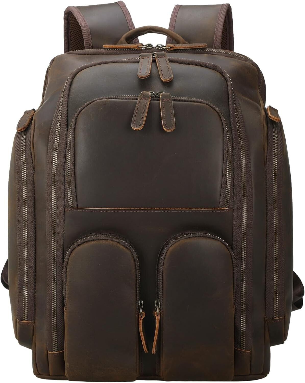 Masa Kawa Vintage 2mmThick Leather 15.6 Laptop/Camera Backpack for Photographers