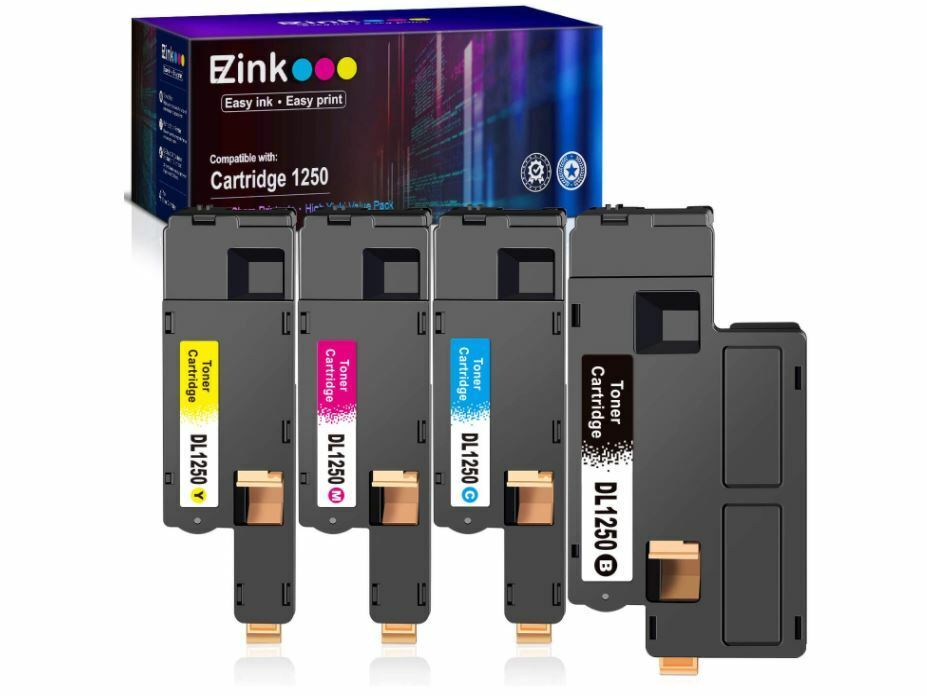 NEW NIB $150 EZInk 4-Pack Cartridges B/Y/M/C 1250C + Dell Laser Printer L@@K 
