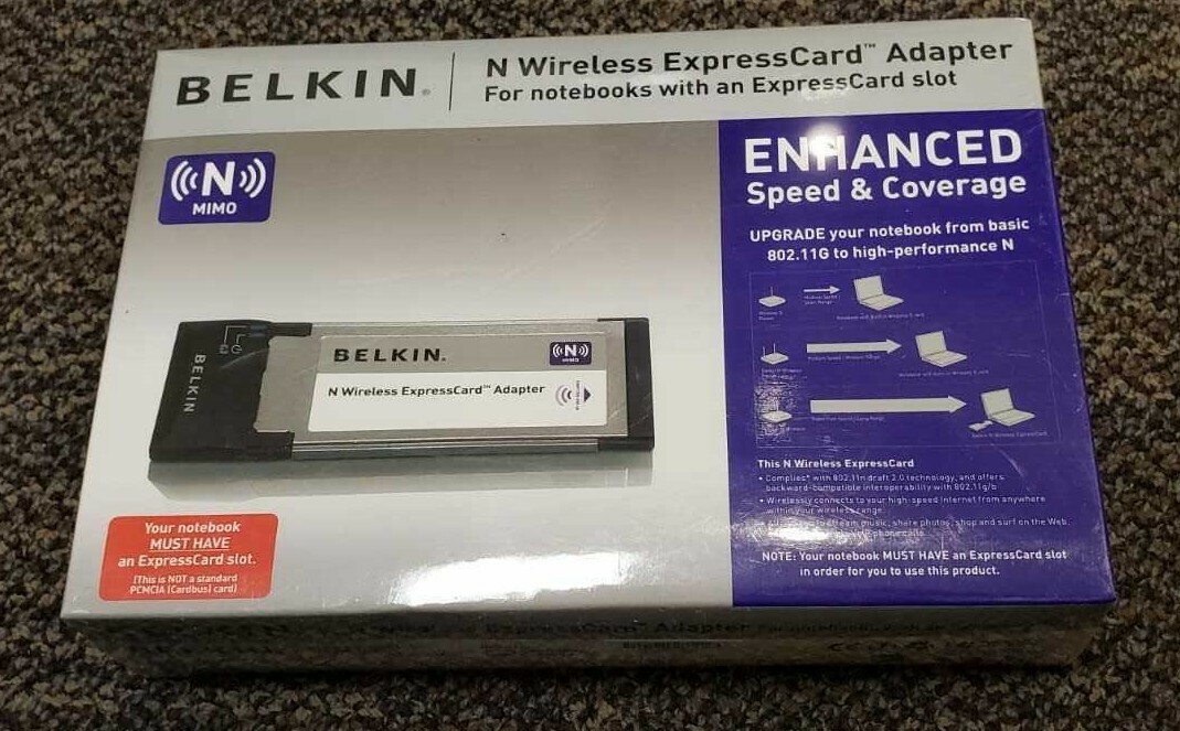 *NEW IN SEALED BOX* Belkin N Wireless ExpressCard Adapter