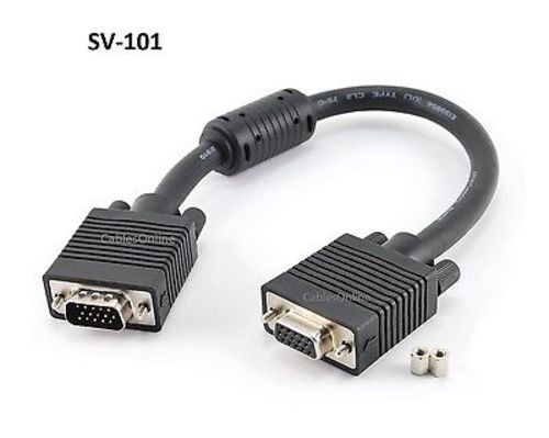 1ft SVGA (HD15) Male/Female Monitor Video Cable w/ Ferrite, CablesOnline SV-101