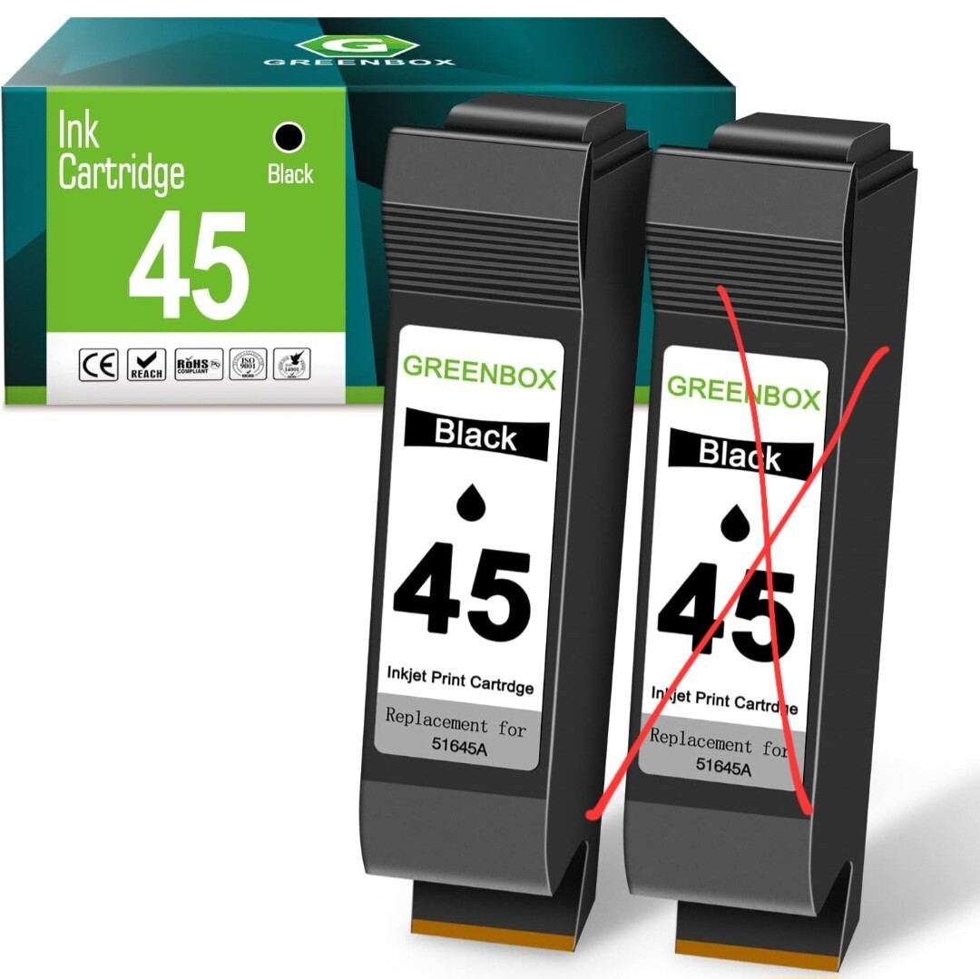 Greenbox Ink Cartridge 45/black 51645A  New