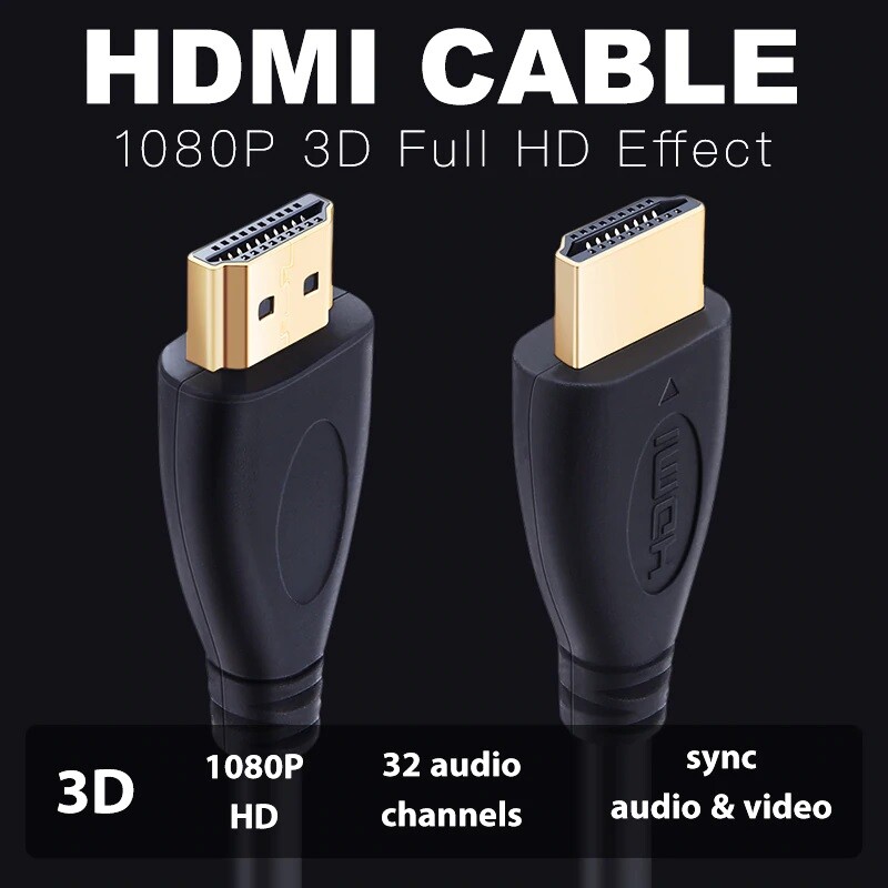 HDMI Cable High speed 1080p 3D gold plated for HDTV XBOX PS3 computer Black 1.5M