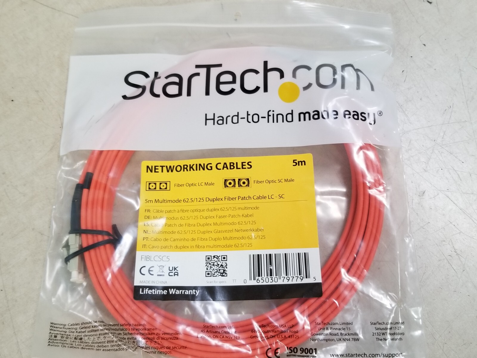 StarTech.com 5m Fiber Optic Cable - Multimode Duplex 62.5/125 - LSZH - LC/SC
