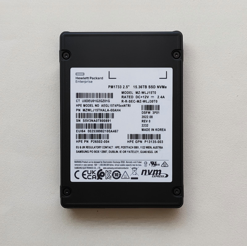Samsung PM1733 15.36TB SSD U.2 NVME HPE Version MZ-WLJ15T0 MZWLJ15THALA-00AH4