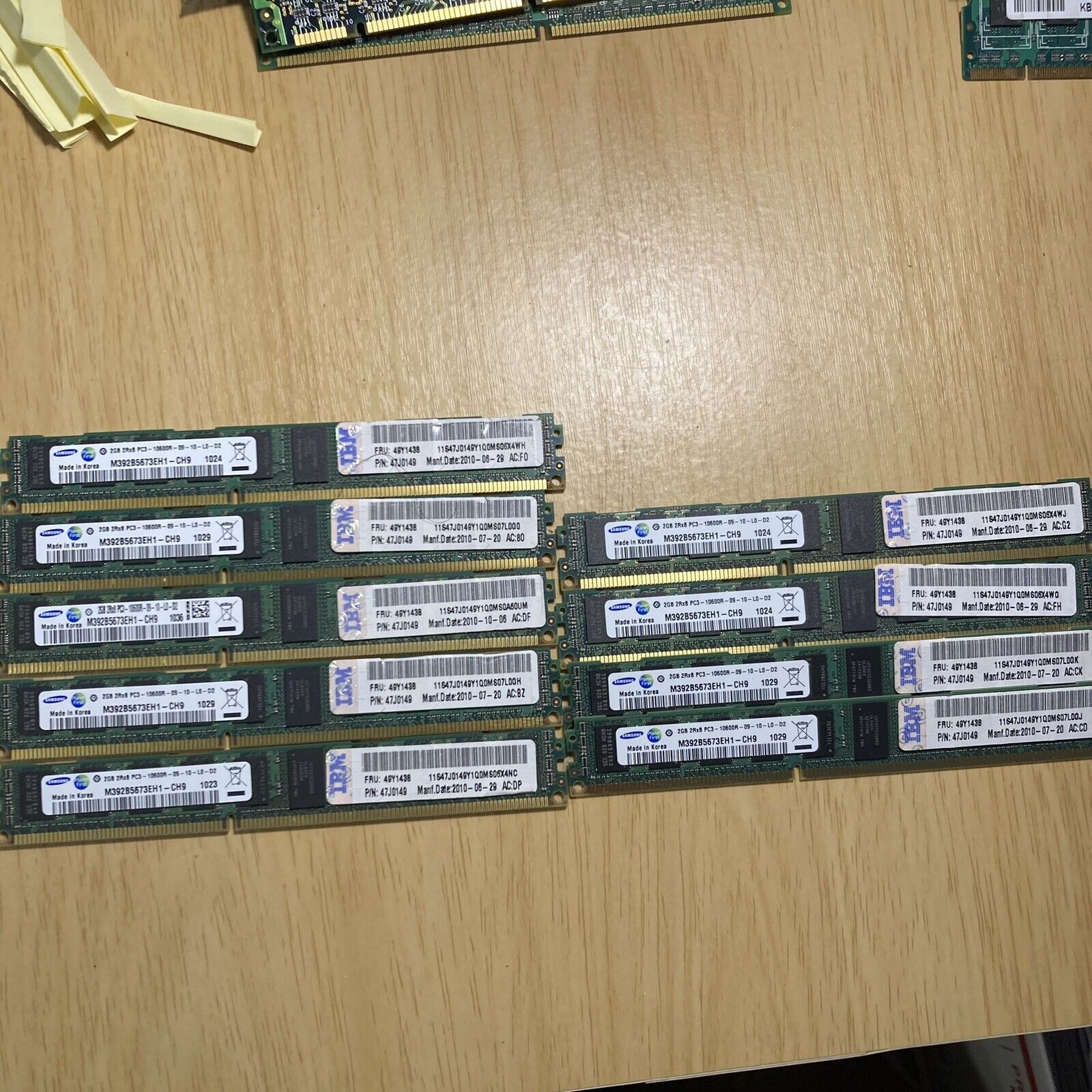 Lot 9x Samsung IBM M392B5673EH1-CH9 2GB PC3-10600 DDR3-1333 Server ONLY ECC RAM