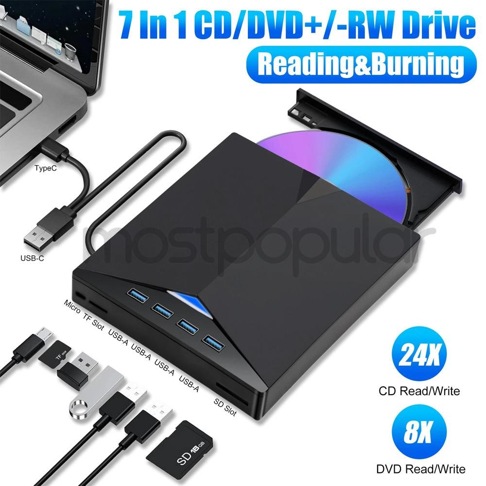 External CD DVD Drive USB 3.0 Writer Burner Player for PC Laptop Windows 11 10