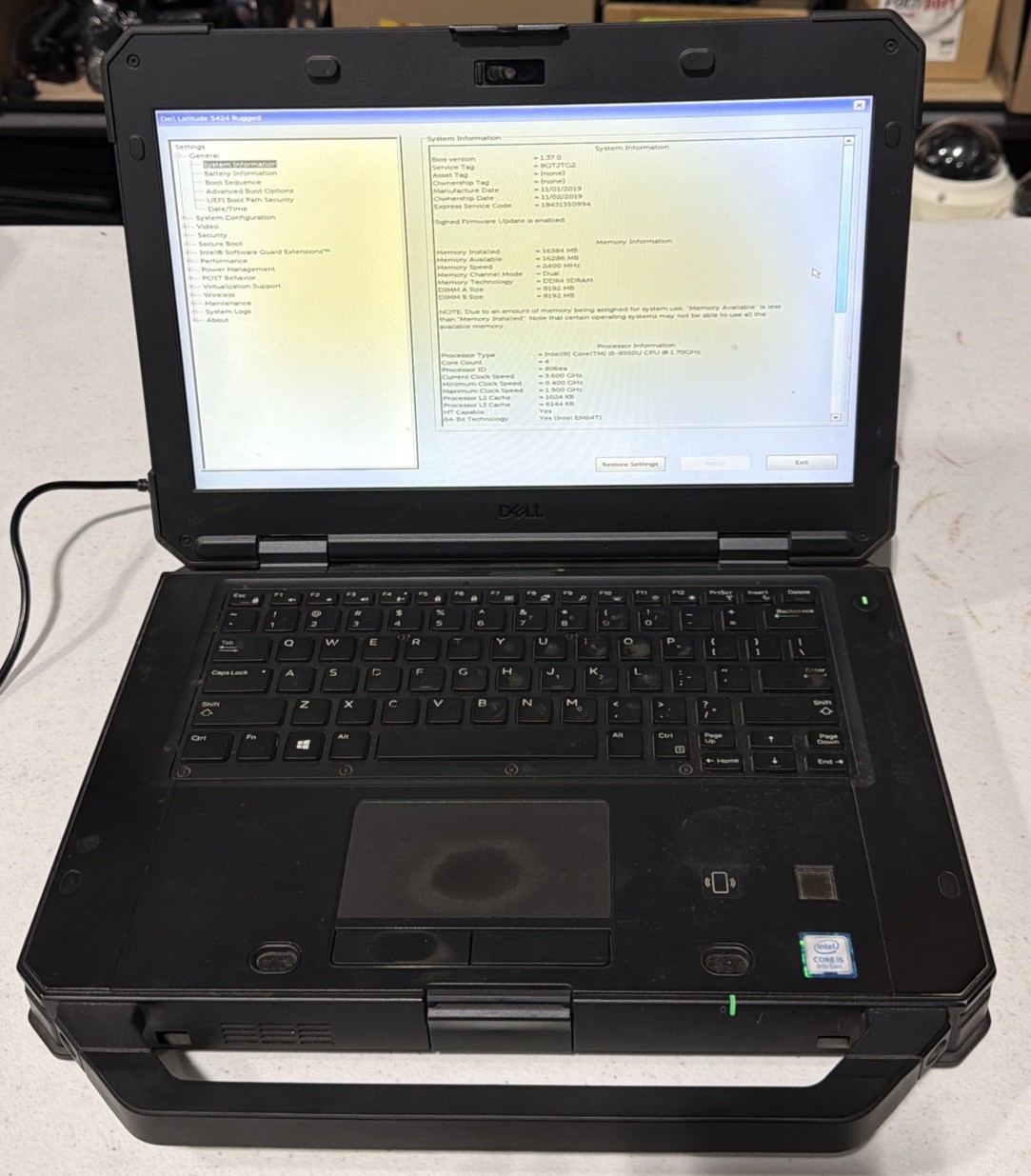 Dell 14” Latitude 5424 Rugged i5-8350U 16GB RAM Laptop w/ 2x Batteries - NO SSD