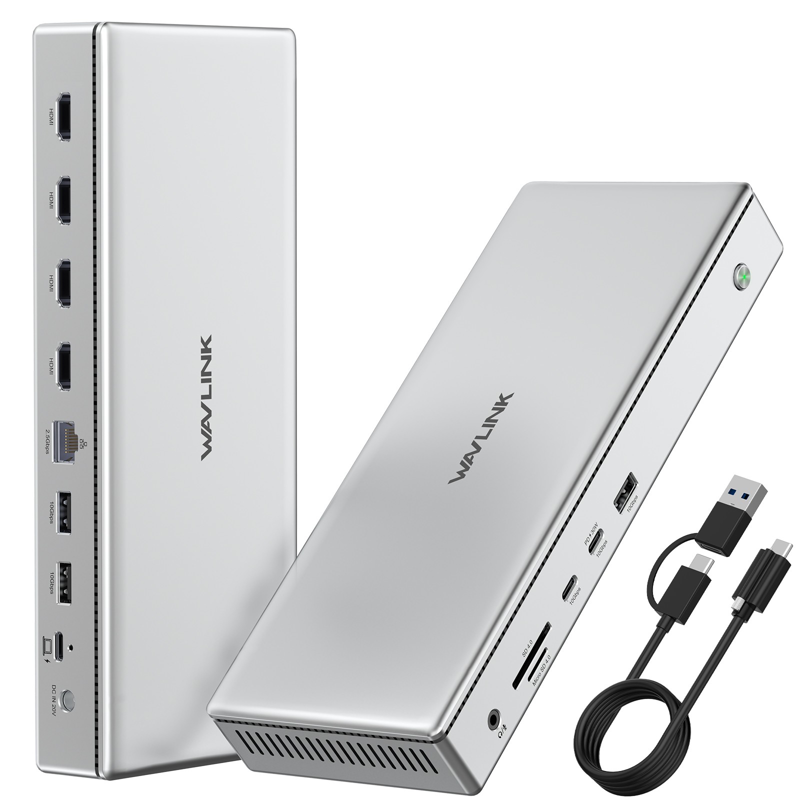 DisplayLink(DL7400) Docking Station 4x 4K@60Hz Displays USB-C Dock 100W Charging