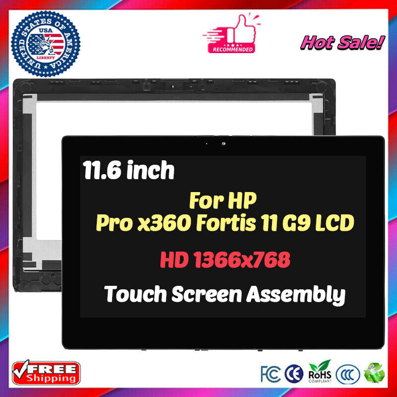 Replacement for HP Pro x360 Fortis 11 G9 HD LCD Touch Screen Assembly with Bezel