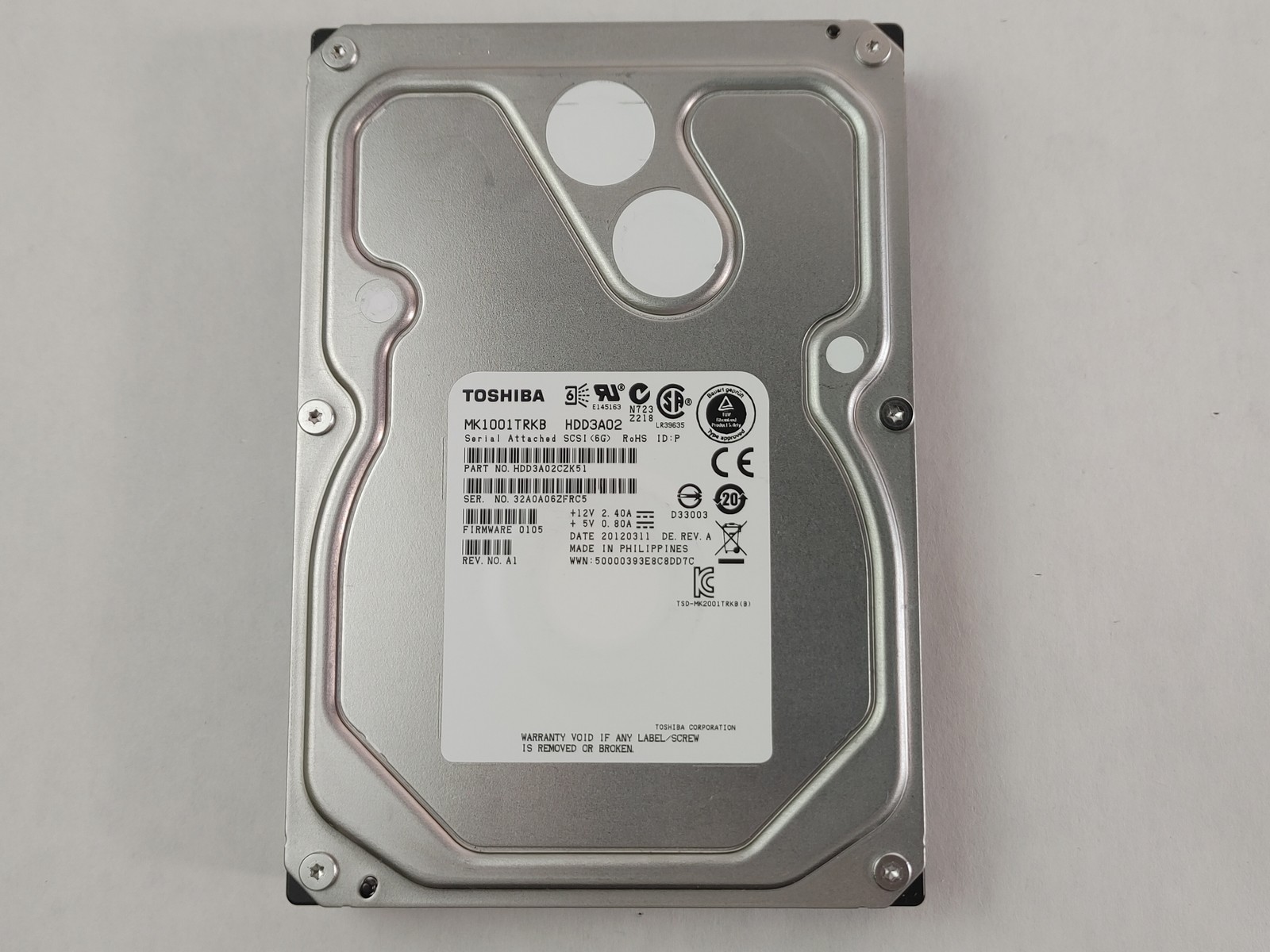 Toshiba MK1001TRKB HDD3A02 1 TB 3.5" SAS 2 Enterprise Hard Drive