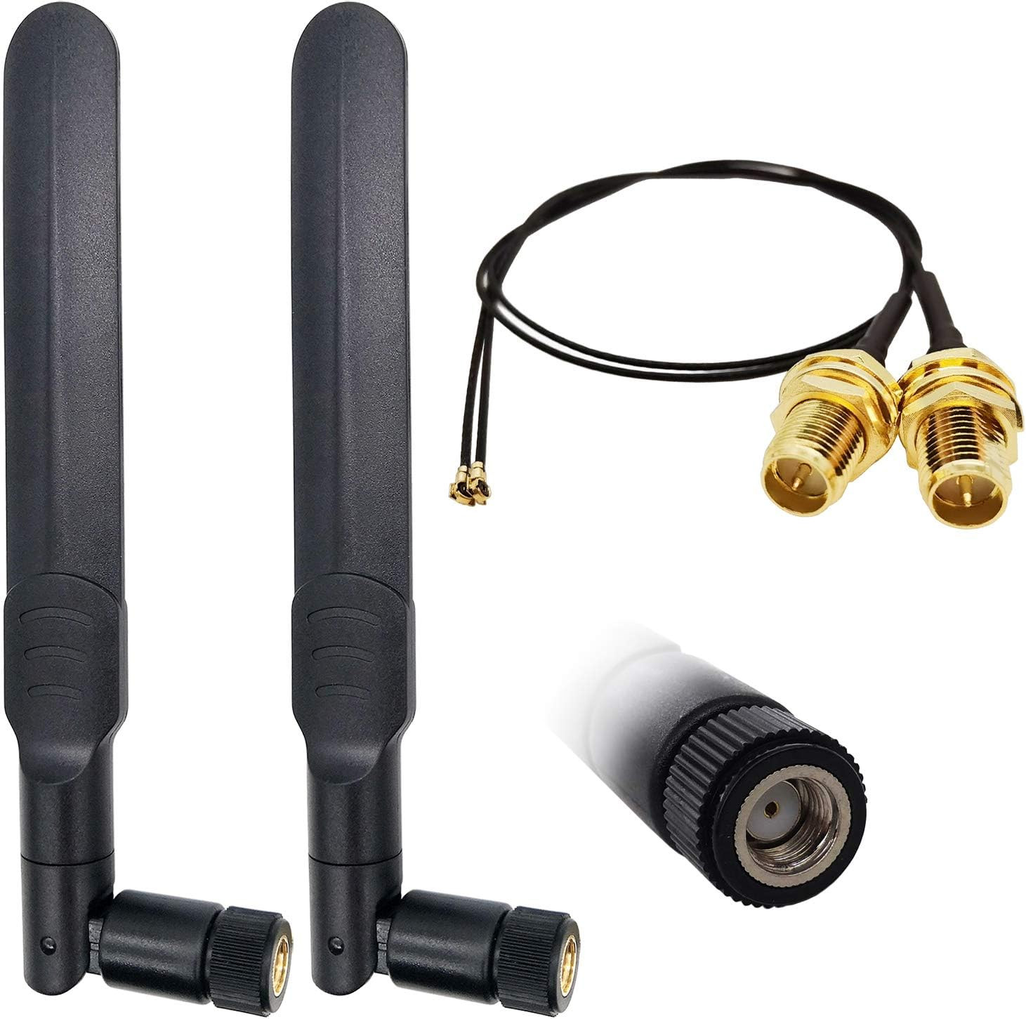Wifi Antenna Dual-Band 8Dbi RP-SMA Male MHF4 Cable Kit for M.2 NGFF Card | 2.4Gh
