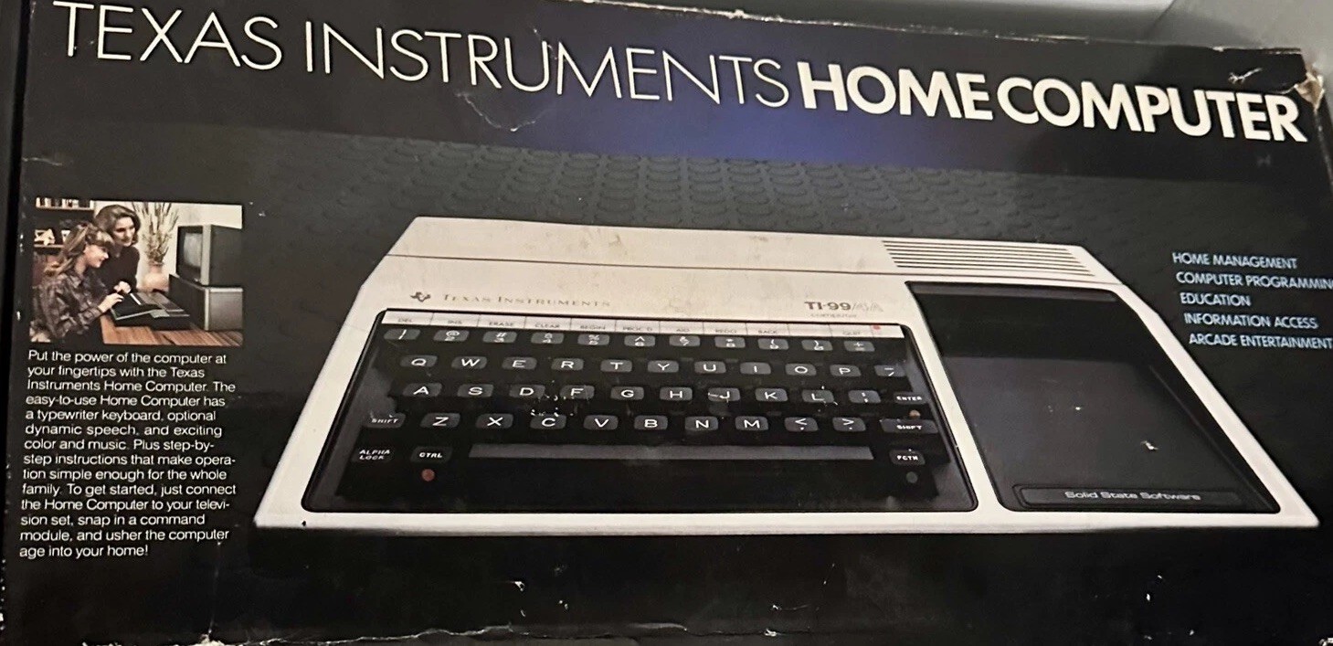 Vintage Texas Instruments TI-99/4A Home Computer Console ORIGINAL BOX 1981 NOS