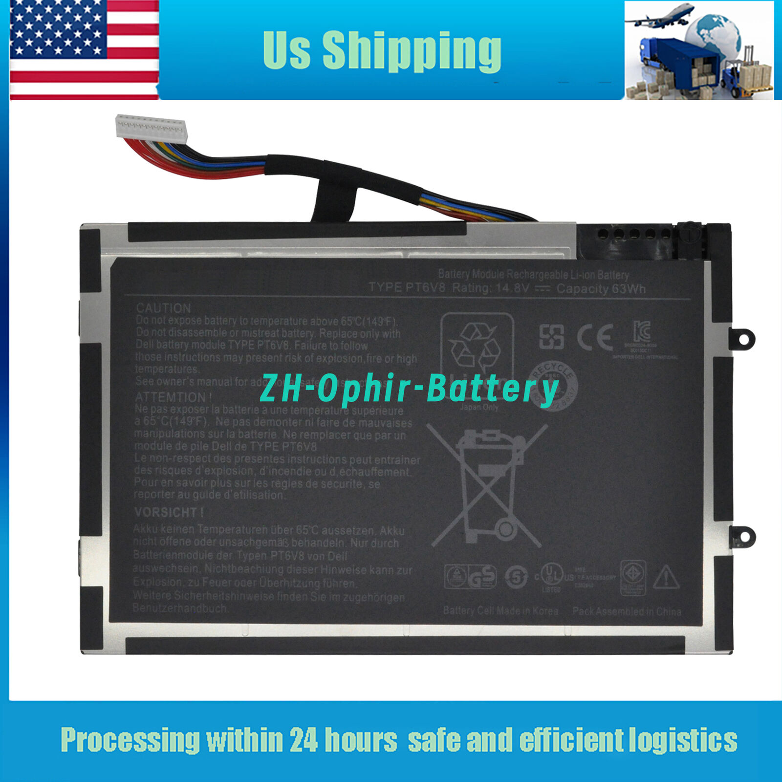 PT6V8 New Battery for Dell Alienware M11x M14x R1 R2 R3 8P6X6 08P6X6 T7YJR 63Wh