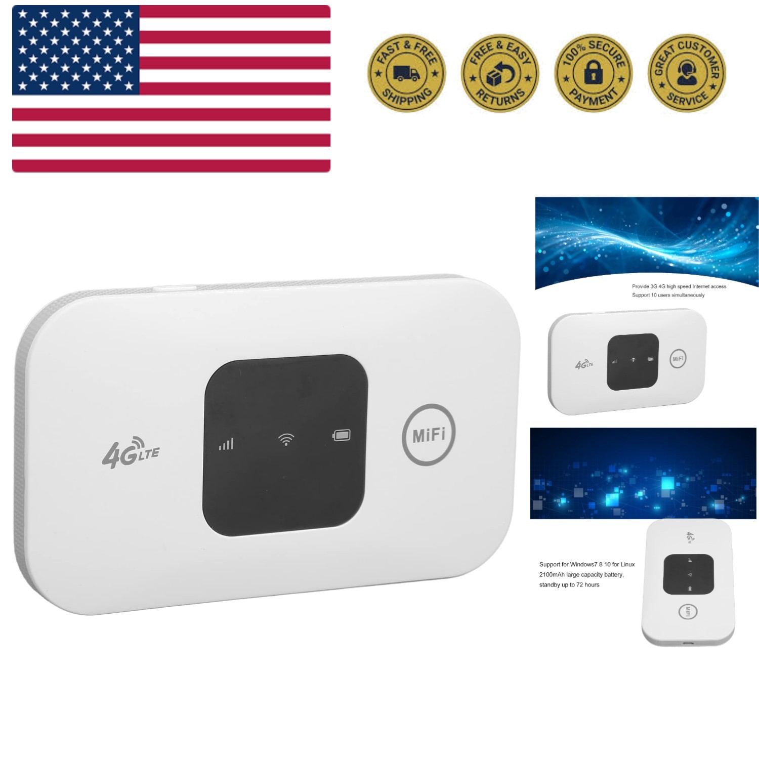 Unlocked 4G LTE Mobile WiFi Router - Portable Hotspot for Global Travel