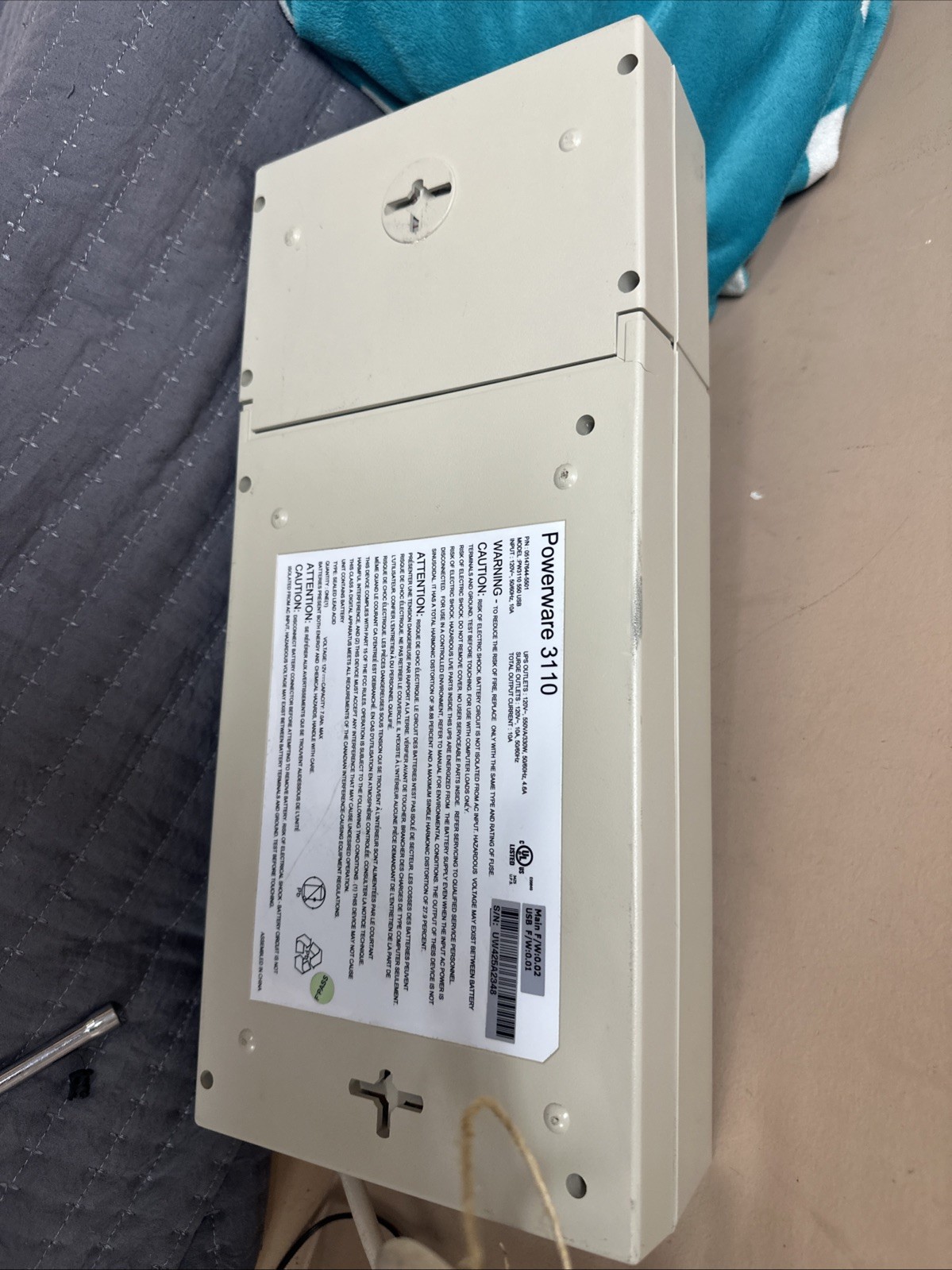 Eaton Powerware 3110 UPS Battery Backup Surge Protector System Needs Battery