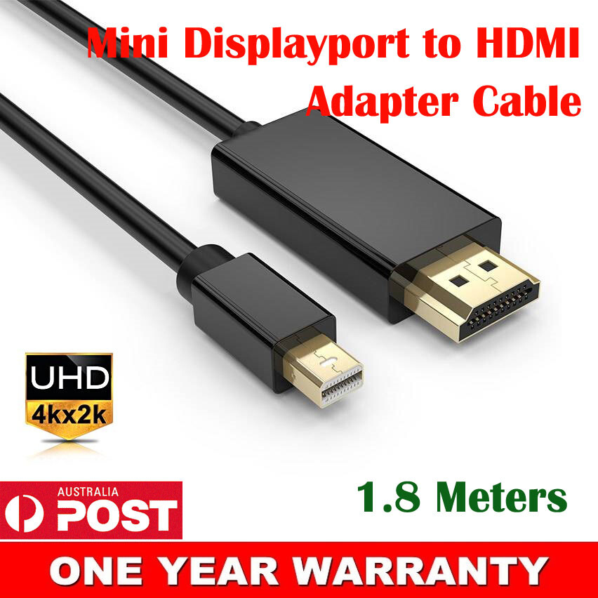 Mini Displayport to HDMI Adapter Cable 4K*2K UltraHD Cord 1.8M 3M Black White AU