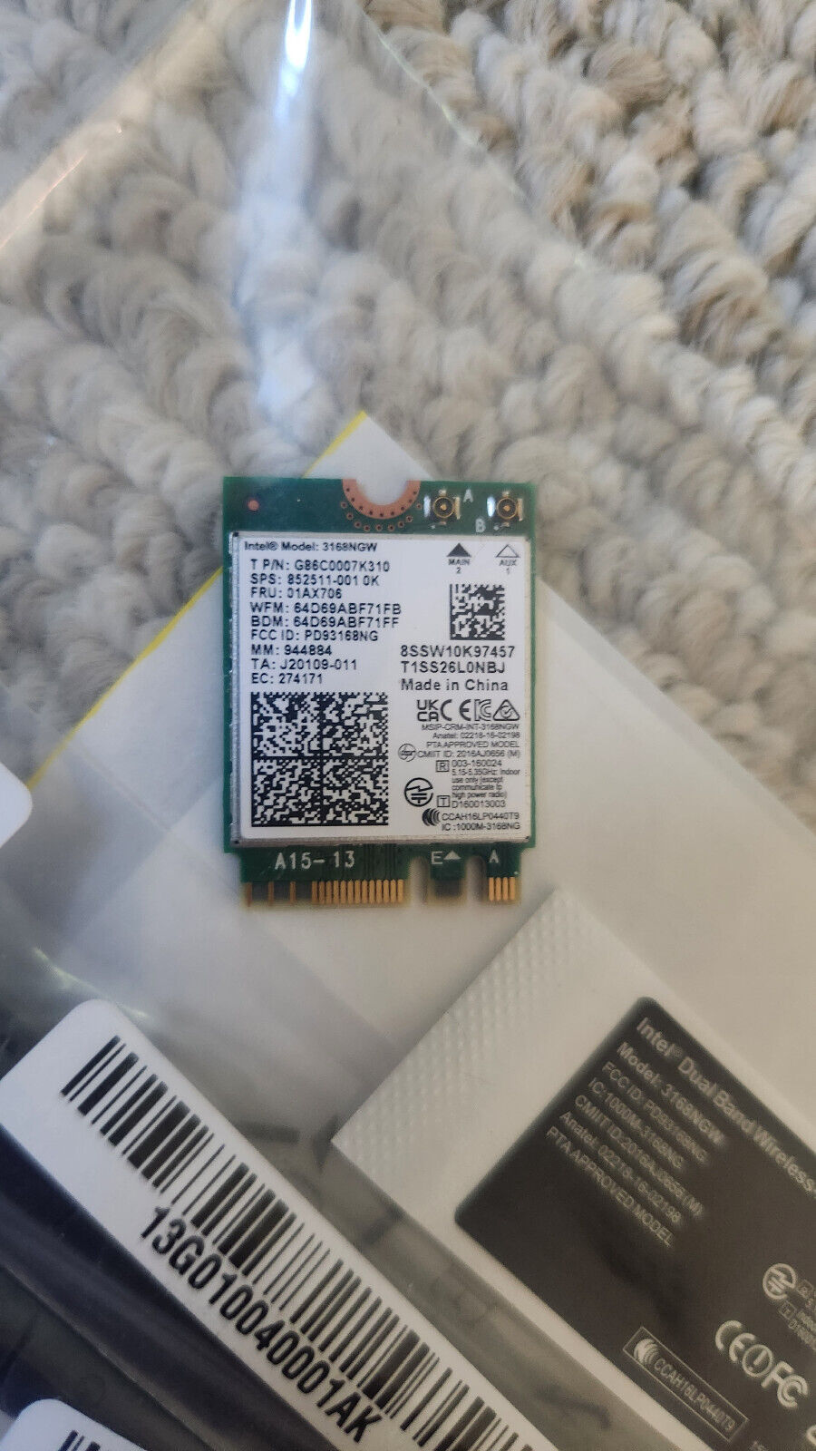 Intel Wireless AC 3168NGW kit dual band WiFi card w/Bluetooth