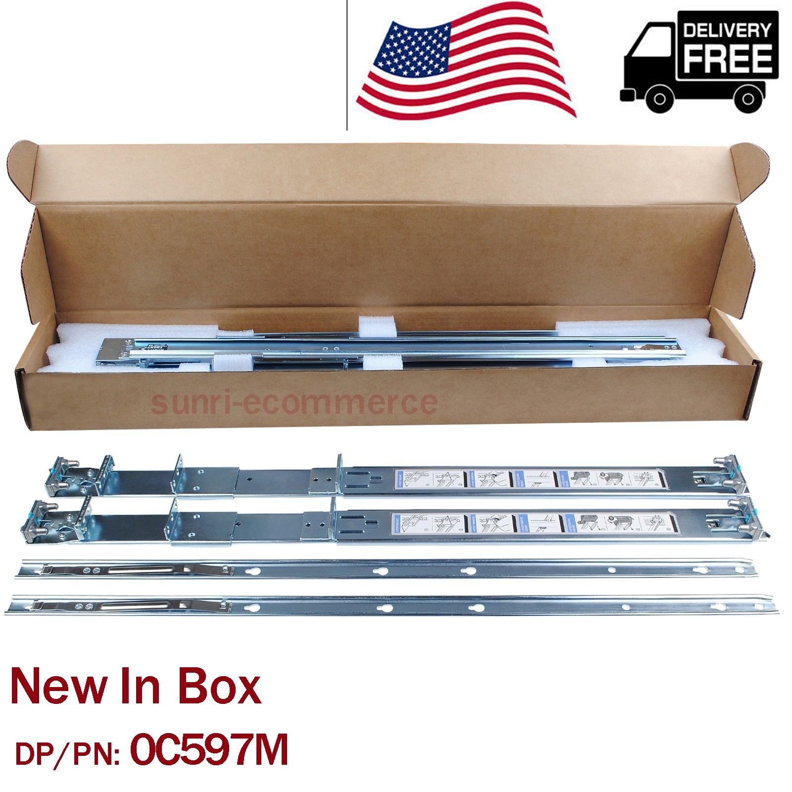 Dell 2/4 Post 1U Static Rackmount Kit R230 R240 R250R410 R420 R430  R260 0C597M