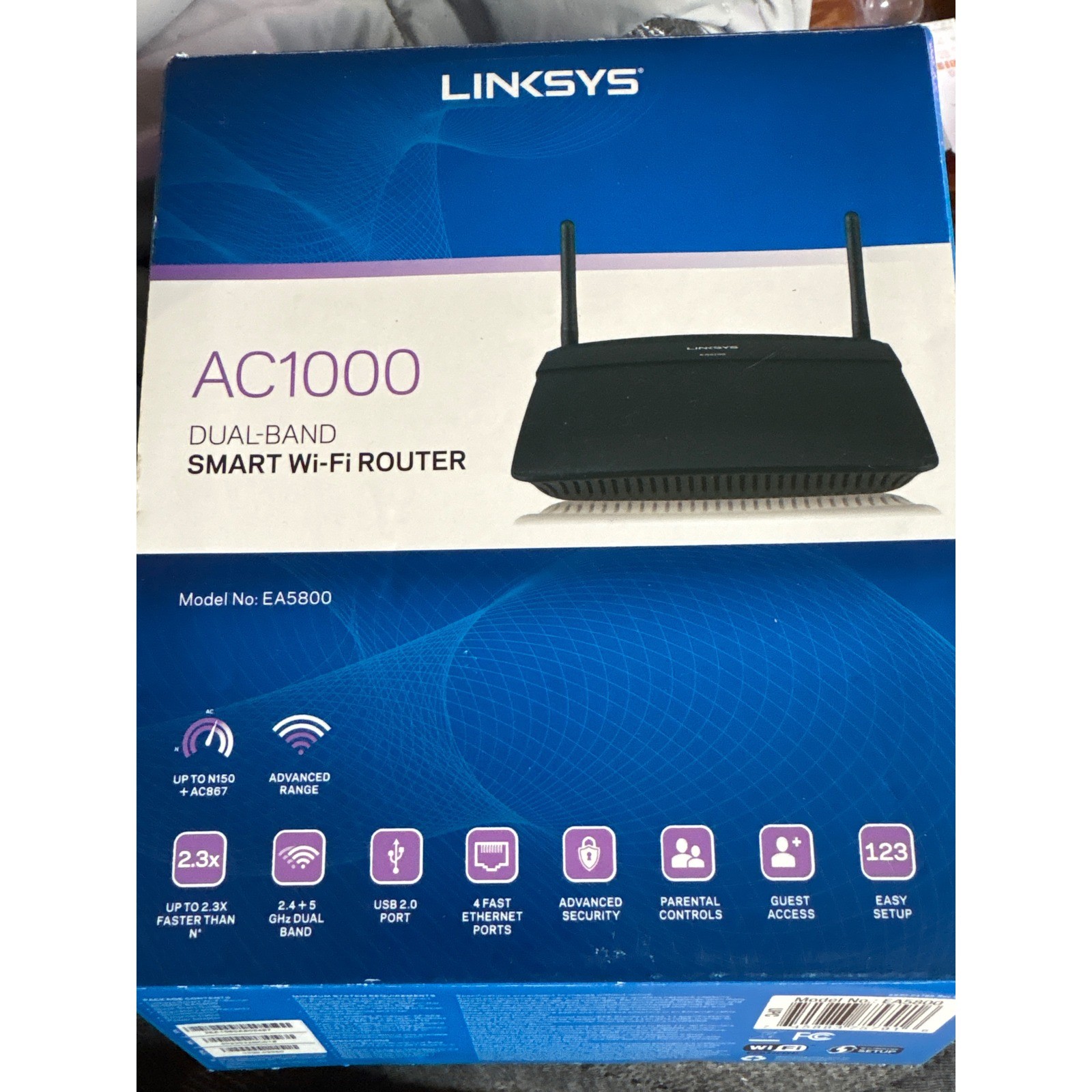 Linksys AC1000 Dual-Band Smart Wi-Fi Router EA5800 Black Wireless AC Networking