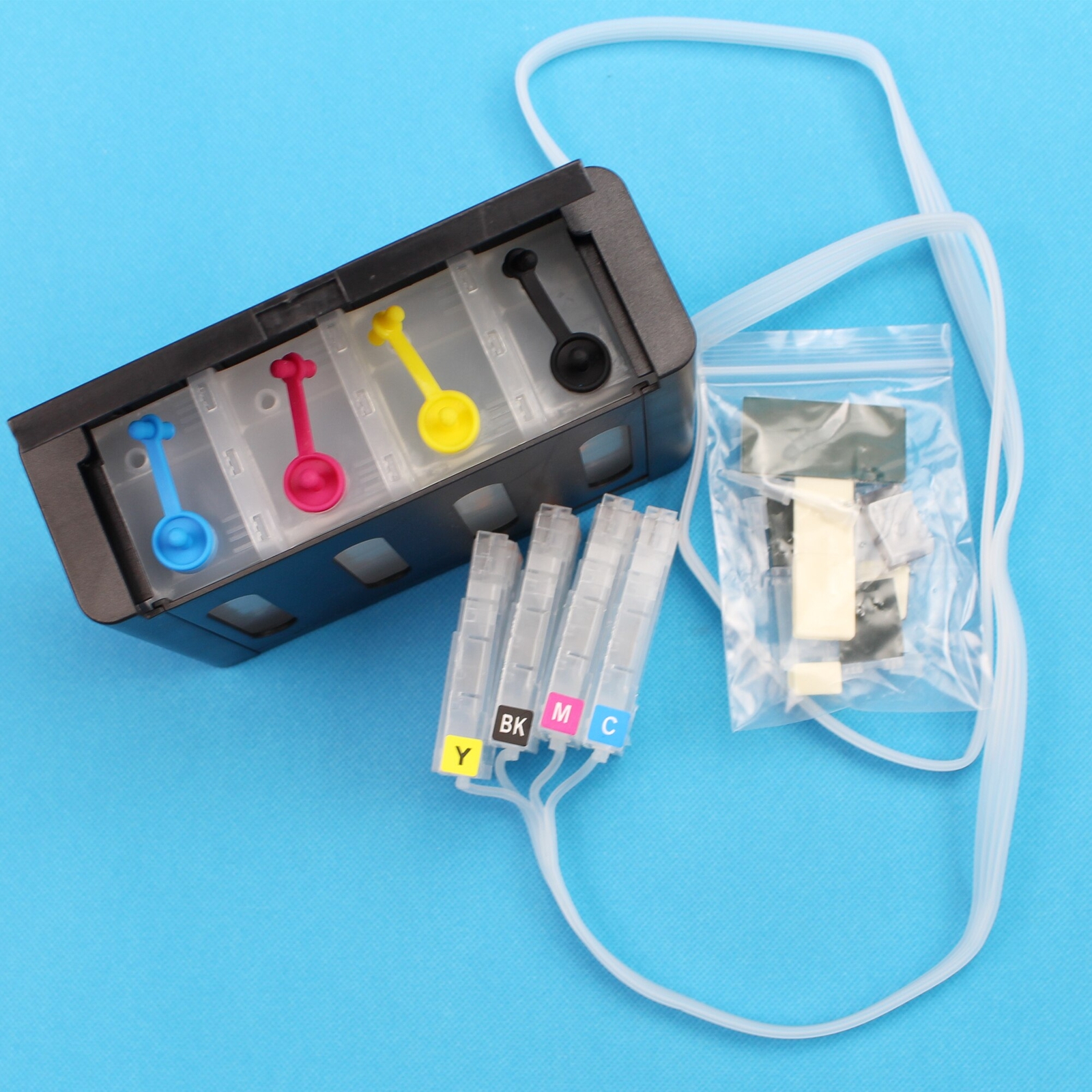 HP 711 4 Color CISS Kit w/ Chip Fits T125 T130 T525 T530 24&36in Plotters
