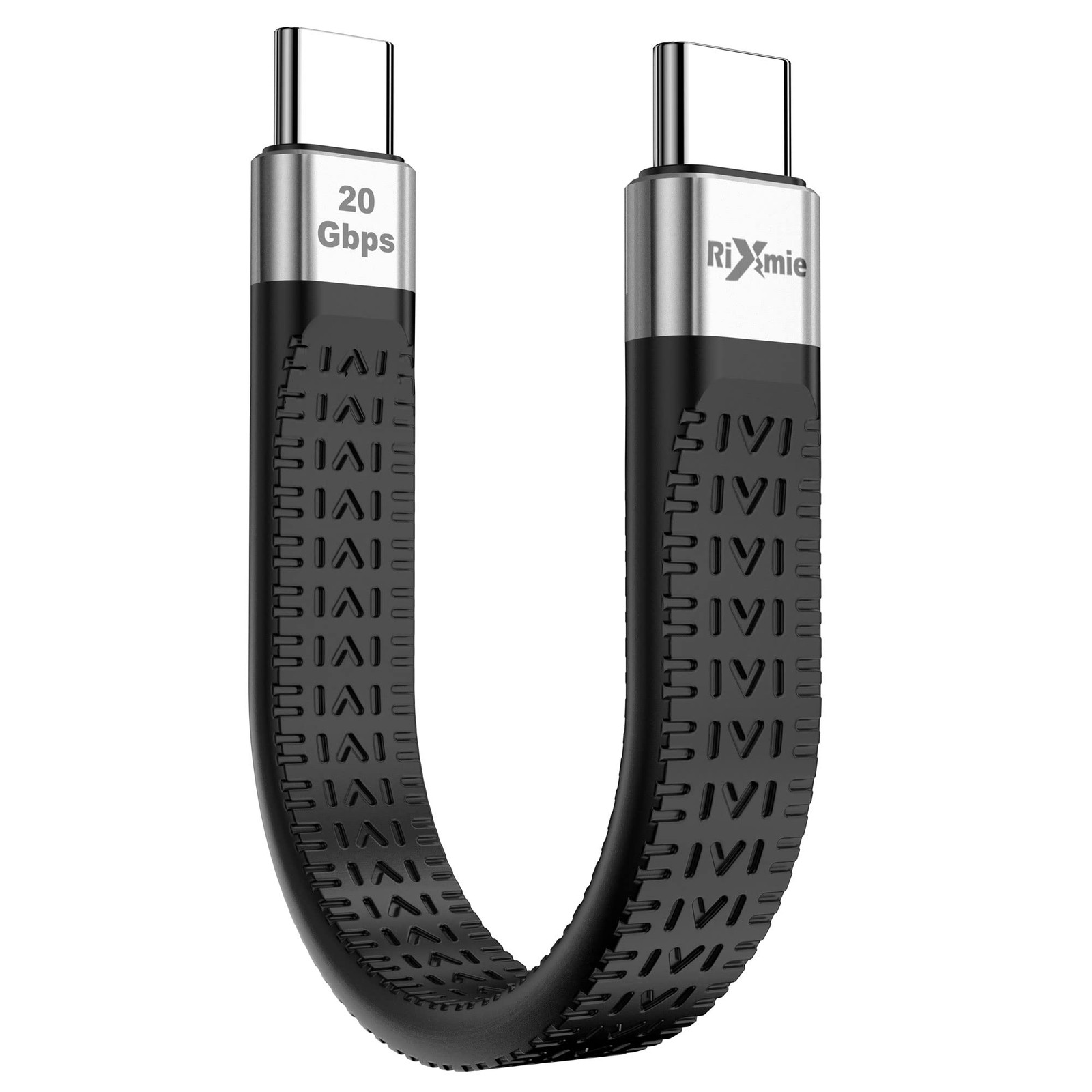 Rixmie Short USB-C Cable [5 inch], 100W PD Fast Charging, 0.5 feet, Black 