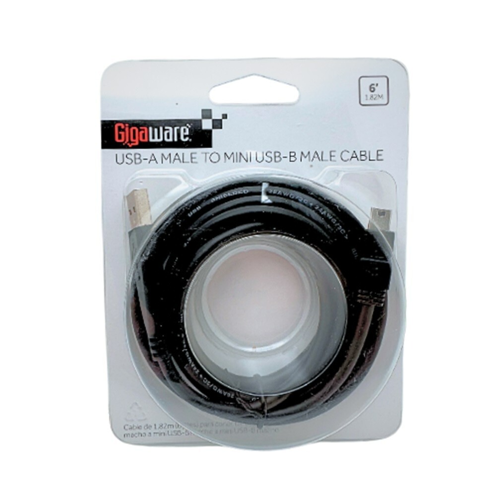 Gigaware 6-Foot USB-A Male To Mini USB-B Male Cable