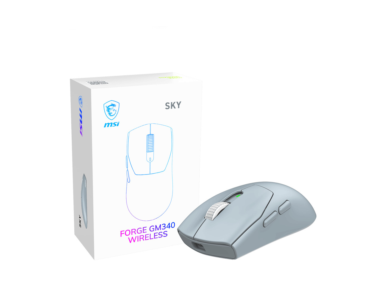 MSI FORGE GM340 Wireless Gaming Mouse- Sky, PixArt PAW3311 12K DPI, Tri-Mode (2.