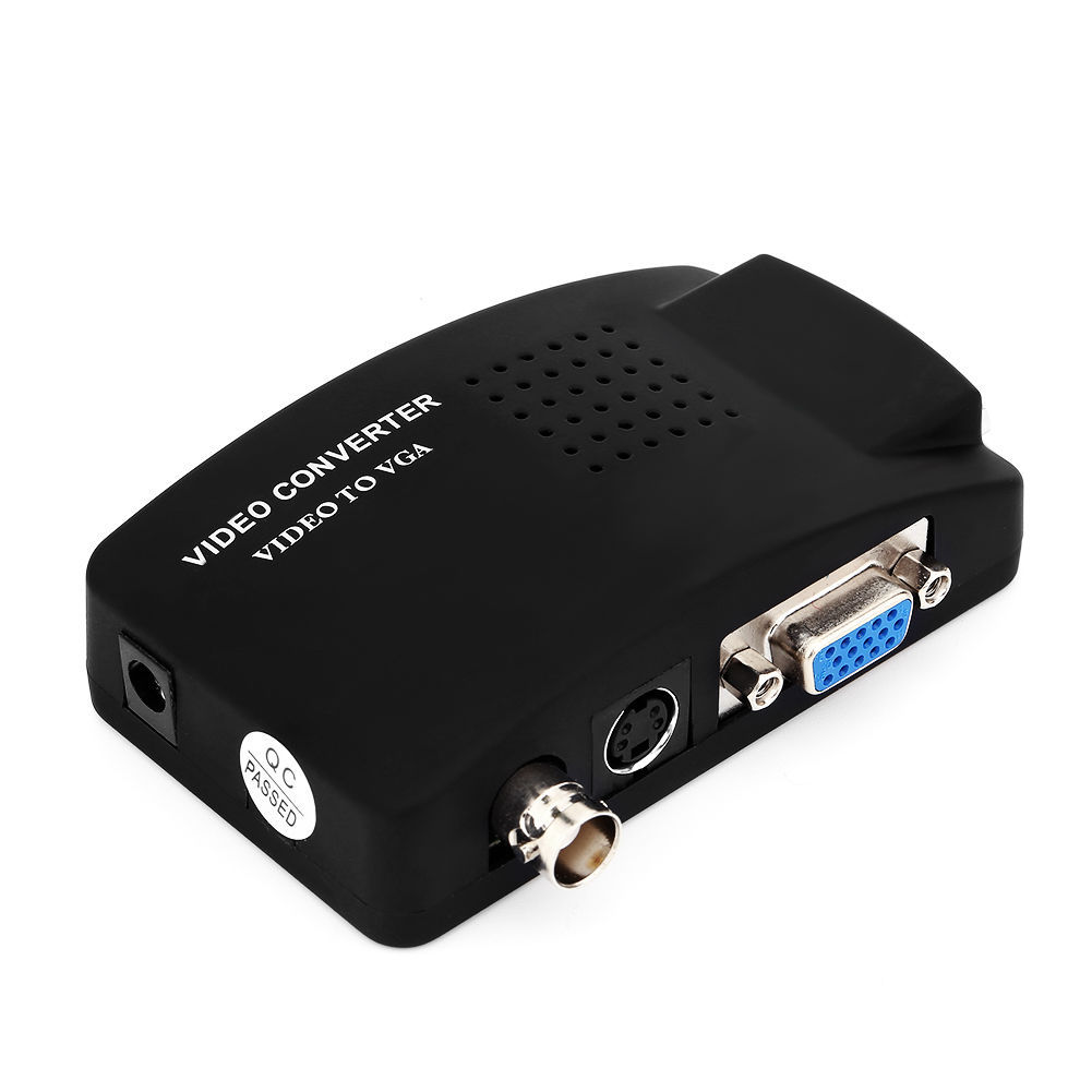 BNC Video to VGA Converter Composite S-video to PC VGA Adapter 1080P Switch Box