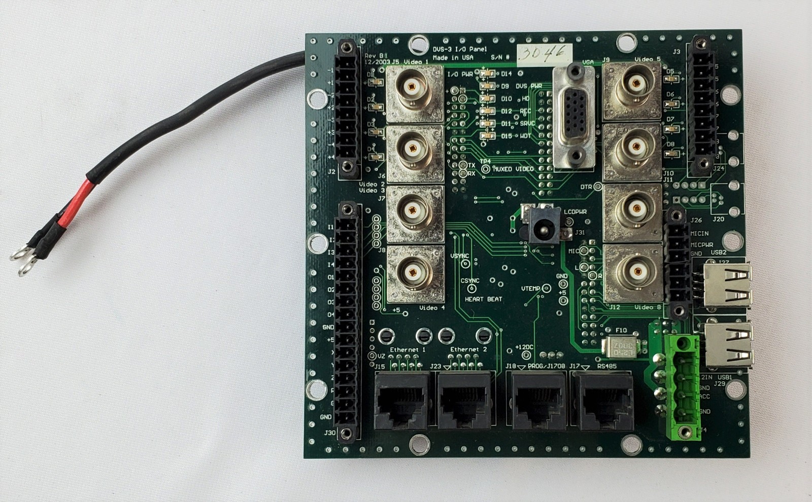 Transit Surveillance Systems DVS-3 Data Recorder Black Box I/O Panel