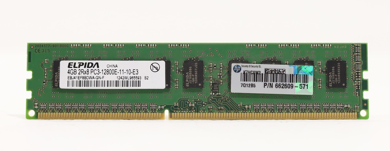 Elpida 4GB 2Rx8 PC3-12800E-11-10-E3 ECC Unbuffered Server RAM EBJ41EF8BDWA-GN-F