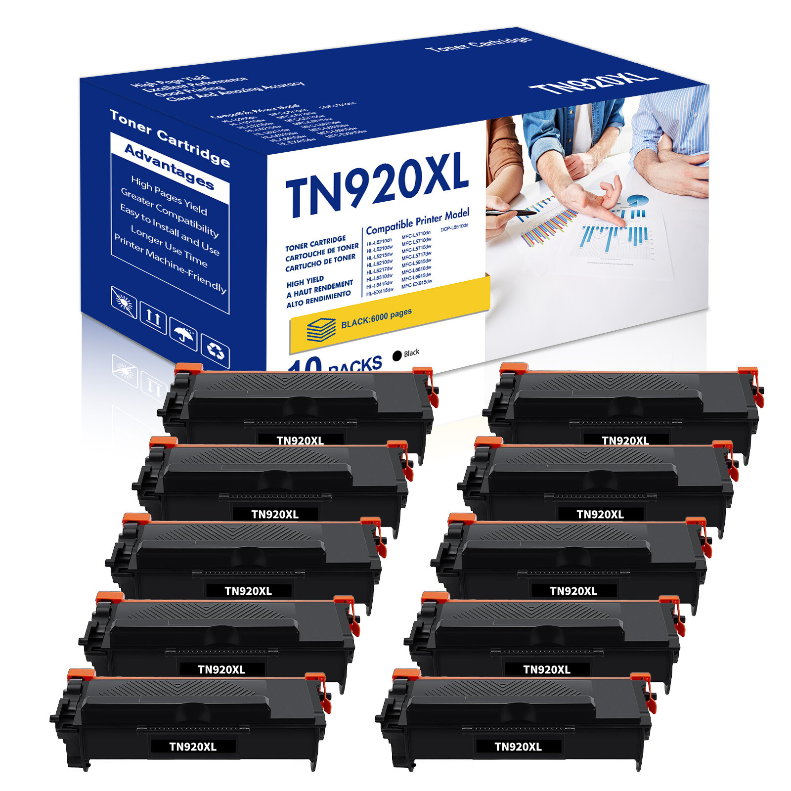 10PK TN920 Toner Compatible With Brother TN920XL Toner MFC-L6915DW DCP-L5510DN