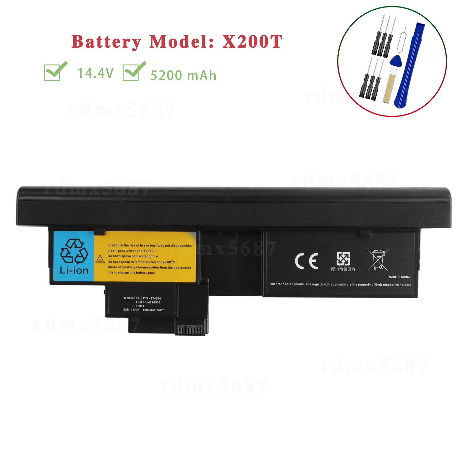5200mAh Replacement Battery For ThinkPad X200t X200 Tablet X201t X201 Tablet