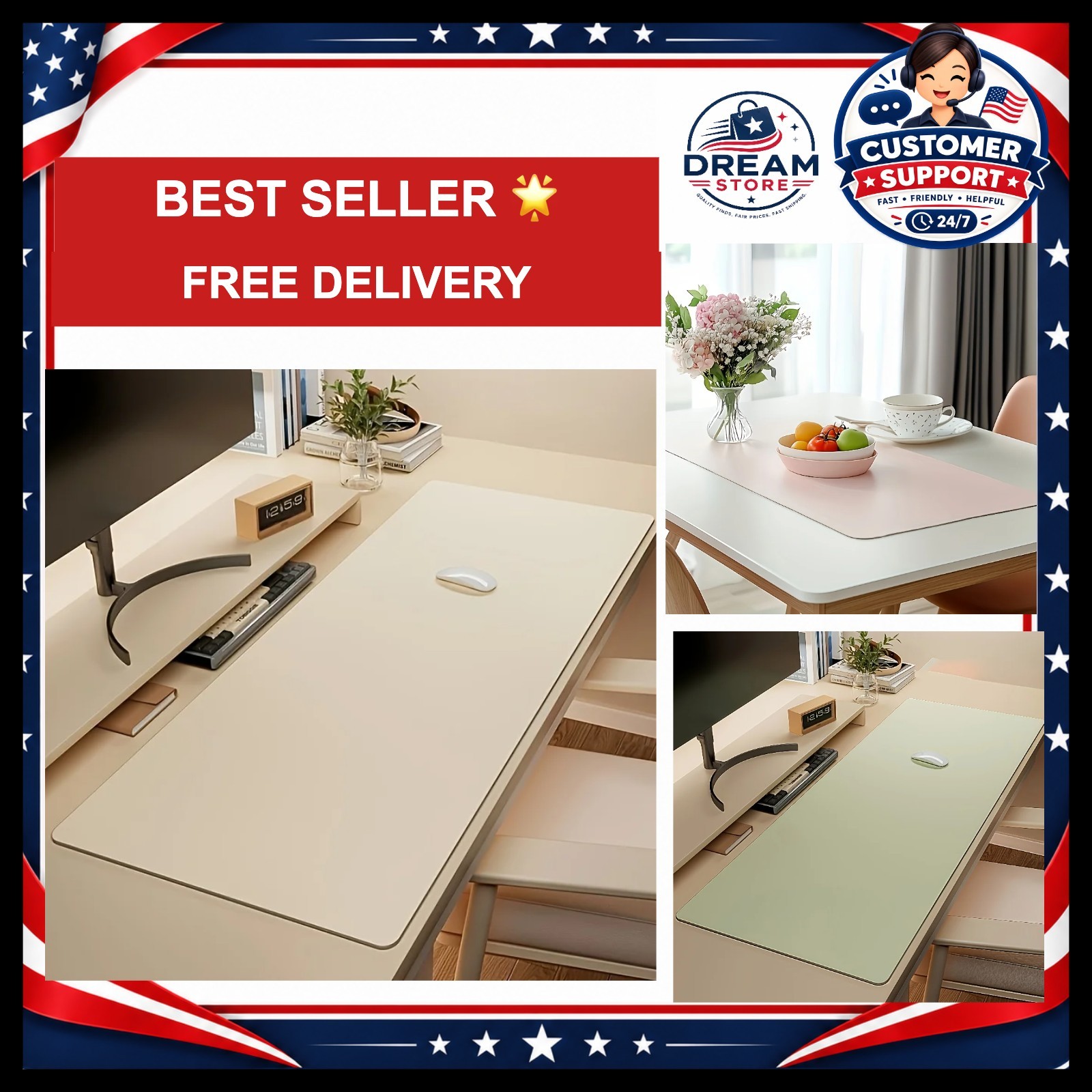 1pc Large Faux Leather Mouse Pad, Non-Slip Waterproof Desk Pad for Office, Desk
