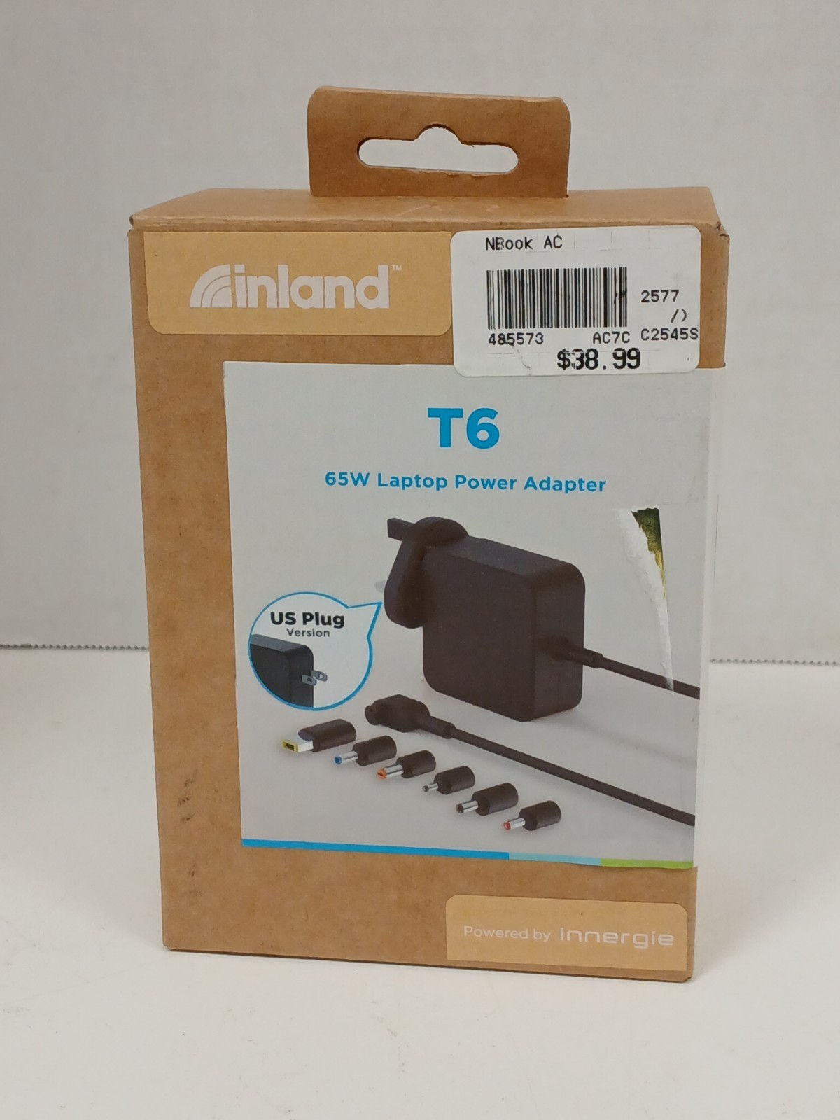 Inland T6 65W Laptop Power Adapter With 6 Adapter Tips, US Plug