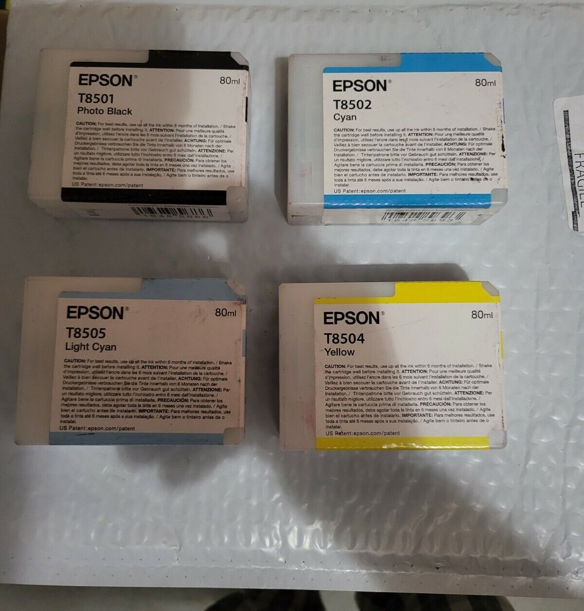 EPSON T8501 Empty Cartridge Used VIRGIN (Yellow Cyan Black Light Cyan) REFILL